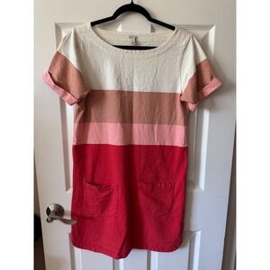 J. Crew Colorblock T Shirt‎ Dress Pockets Red Pink Cotton Size Small